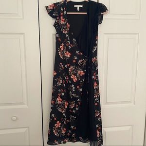 Avec les Filles midi two-toned faux wrap dress